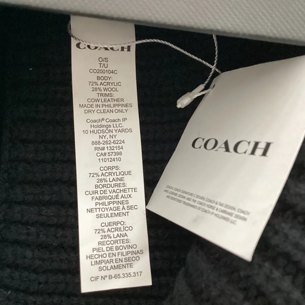 Coach Black Waffle Hat / Scarf / Gloves / NEW in BOX SET / Wool MSRP $225